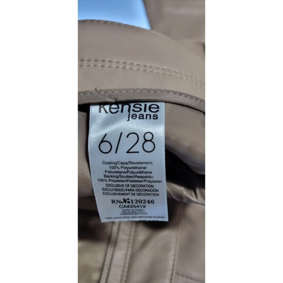 Vegan Faux Leather Pants Kensie jeans sz 6/28 Mid Rise Straight Leg Makeup - Picture 5 of 9